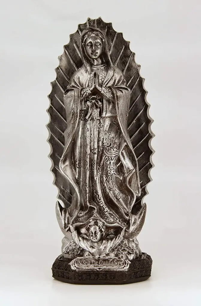 Imagem Nossa Senhora De Guadalupe 22 Cm Resina Pintura Prateada